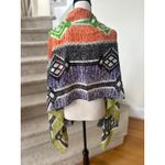 Echo Silk Cotton Wool Orange, Purple, Green Tribal Boho Mosaic Scarf Wrap Orange Photo 2