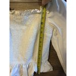 The Drop Top White Crop Shirt Ruffle Form Fit Puff Sleeves Peasant Marisol SMALL Photo 4