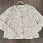 Current/Elliot The Cozy Cardigan Bouclé Chunky Knit Sweater Ivory Cream 1 / S Photo 0