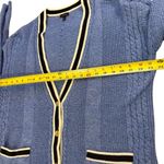 Talbots Cable Knit Cardigan Sweater Tipped Long Line Womens XL Blue White Photo 8