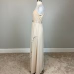 Adrianna Papell Beaded Lace and Chiffon A-Line Evening Gown Cream Size 6 Dress Photo 5