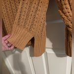 Aerie Cable Oversized Knit Stretch Sweater Quarter 1/4 Zip Soft Tan L Photo 8