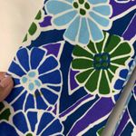 Vintage Floral Mini Dress size small medium Blue Green Puff sleeve 70s Photo 2