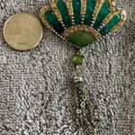 Liz Claiborne Vintage Fan with Dangling Tassel Brooch/Pin Photo 2