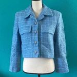 ZARA  light blue tweed cropped blazer in size xs Photo 1