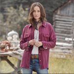 Sundance Pink Maude Snap Front Cotton Shirt Jacket Shacket Size LARGE Pockets Photo 1