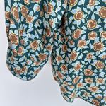 OMIKA Blouse Womens XL Floral Handmade Mod Boho Indian Print Button Up Shirt Green Photo 4