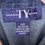 Original TY Wear vintage blue denim embroidered flowers jean overall dress Size 12P Photo 9