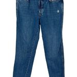 We The Free  Blue Slim Boyfriend Distressed Raw-Hem Stretch Skinny Jeans Denim Photo 0