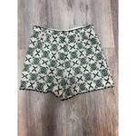 ZARA  Embroidered Shorts Womens Size M Green Geometric Pattern High Waisted Photo 2