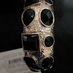 Amrita Singh Shelter Island gold hammered brass and black beveled stones bangle bracelet. NWT Photo 5