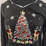 Quacker Factory  Holiday Elegance Black Christmas Tree Rhinestone Top Photo 2