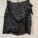 IRO Paris Black Metallic Silver Brocade Animal Print Mini Skirt Size 36 Glitter Photo 3