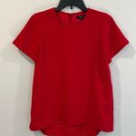 Madewell  Red Short Sleeve Pleated Keyhole Back High Low Shirt Top Size Small EUC Photo 0