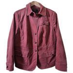 Talbots  Womens‎ Single Breasted Velvet Blazer Size 12W Red Retro Career Office Photo 0