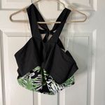 Unique Vintage  Halter Top Ruffle Smocked Tropical Palm Print Plus Size 1x/16 Photo 3