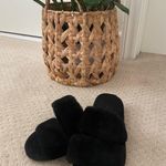 Black Furry Fuzzy Slip On Slippers Size 9 Photo 1