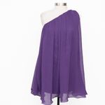 Mac Duggal . Purple One Shoulder Flowy Chiffon Mini Dress. Photo 1