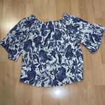 H&M Blue & White Floral Off-the-shoulder Boho Top Photo 1