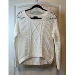 ANA A New Approach White Cable Knit Crochet Sweater Petite Size SP High/Lo Photo 1