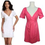 BCBGMAXAZRIA  Blush Pink Babydoll V Neck Scalloped Hem Mini Dress Size 4 Small Photo 1