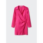 Mango MNG  Linen Wrap Dress Hot Pink Long Sleeve Casual Party Dress Size‎ S Photo 13