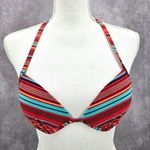 Xhilaration  Red Blue Stripe Padded String Hook Wired Bikini Top Swimwear Medium Photo 0