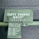 VTG Floral Embroidered Crochet Long Sleeve Button Front Blue Sweater Knit Dress Size L Photo 4