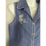 Liz Claiborne  Striped Sleeveless Collared Floral Lace Patchwork Top Small Photo 1