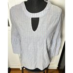 Urban Romantics  Size M Tunic Top Bell 3/4 Sleeves‎ Light Blue Coral Embroidered Photo 1