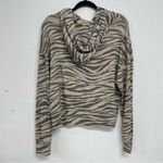 LNA  Aritzia Tan & Black Animal Print Hoodie Sweatshirt Womens S Striped Cropped Photo 2