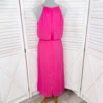 Sam Edelman Pleated Skirt Fit Flare Sleeveless Midi Dress Sundress Pink Small Photo 4