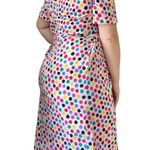 Vintage 80s Multicolor Polka Dot Midi Dress White Size XL Photo 2