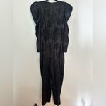 EXPRESS Floral Jacquard Puff Sleeve Tie Front Jumpsuit Photo 4