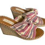 Sugar Hundreds Wedge Sandals Fabric Natural Multicolor Beach Stripe Size 8.5 Photo 0