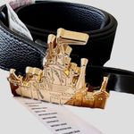 Disney NWT  Parks Metal Fantasyland Castle Buckle Black Simulated Leather Photo 2