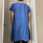 Flax  Linen Tshirt Shift Midi Dress Sz Small Blue‎ Photo 1