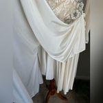 NWT Vintage 80s "Filigree Collection" Sequin Lace Long Sleeve Ruched Dress, 14 White Size 8 Photo 3