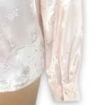 Vintage 80s Pink Satin Blouse Pintuck Pleats Diamond Jacquard Long Sleeve 10 Photo 4