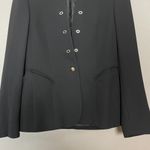 Escada Wool Blazer Jacket German Design Size 34 Grommet Detail MISSING BUTTON Black Photo 3