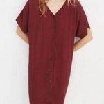 Madewell  Women's Burgundy Button-Front Shirt Dress Size Small Knee Length Casual Photo 1