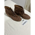 Lucky Brand Womans  Drill Brown Leather Lace Up Stacked Heel Bootie 7.5 M Photo 1