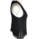 Black Bohemian Lace Embroidered Tank Top Size XS Photo 2