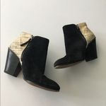 Dolce Vita Suede 3" Chunky Heels Ankle Boots Black Suede Cream Leather Size 9 Photo 5