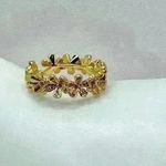 Coquette Style 18k Gold Plated Stainless Steel Cuff Ring with Shining Zirconia Photo 1