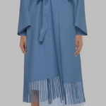 Zimmermann Fringed Wool Coat Wrap Robe Style Trench Coat Periwinkle Blue Size 3 Photo 0