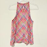 J.Crew  Amber Linen Halter Top Sunset Plaid pink blue size medium Photo 2