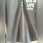 PINK - Victoria's Secret Victoria’s Secret Pink Black Henley Waffle Knit Sleep Shirt Size Large Photo 5