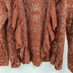 Chico's Rustic Romantic Fall Cardigan Sweater sz 1 M Orange Ruffle Holiday Photo 4