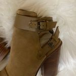 joe's jeans 🛍️  Petra Suede Peep Toe Tobacco Tan Block Heel Sandals Size 5.5 Photo 6